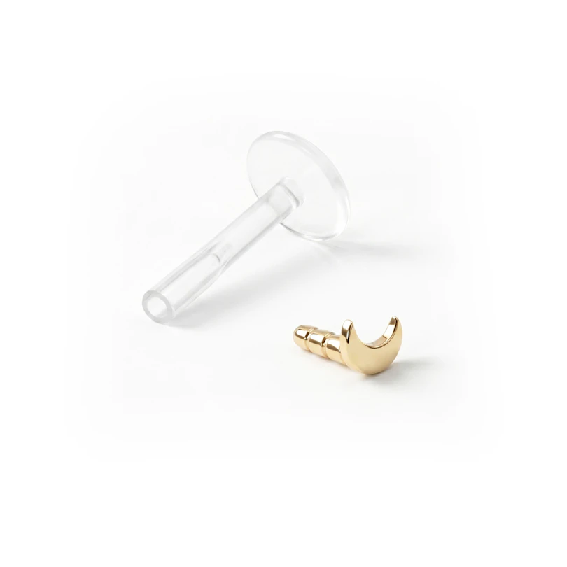 Labret in oro 14 carati con mezza luna