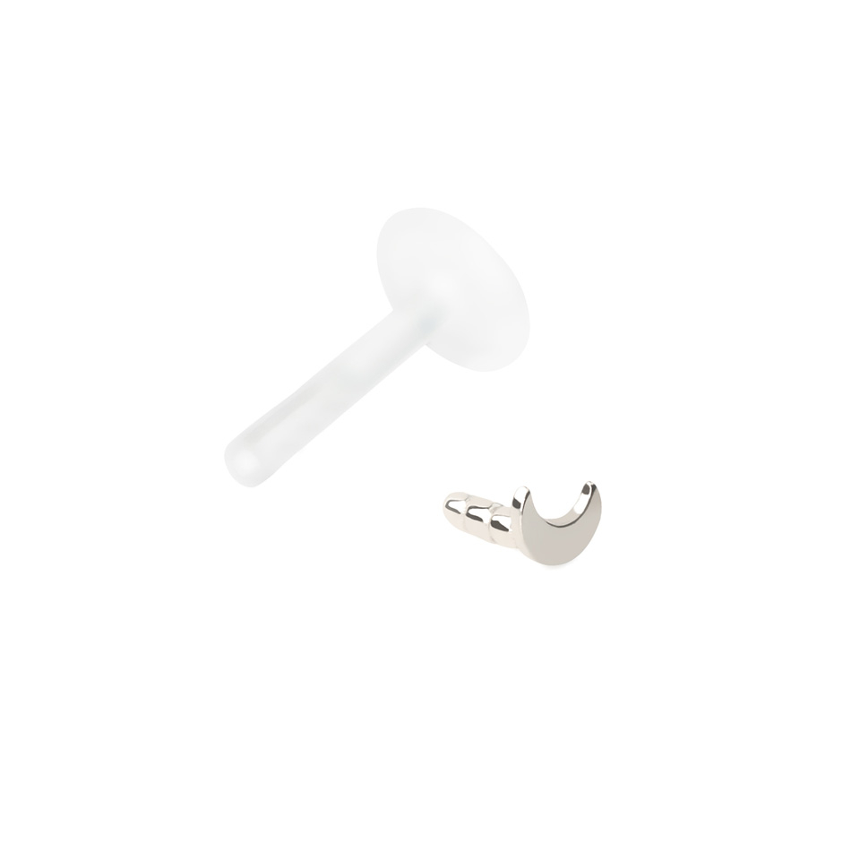 Labret in oro 14 carati con mezza luna