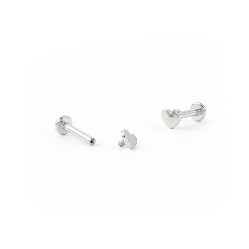 Labret in titanio con filettatura interna e top in vari design