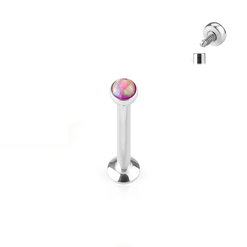 Labret con filettatura interna e sfere d'opale