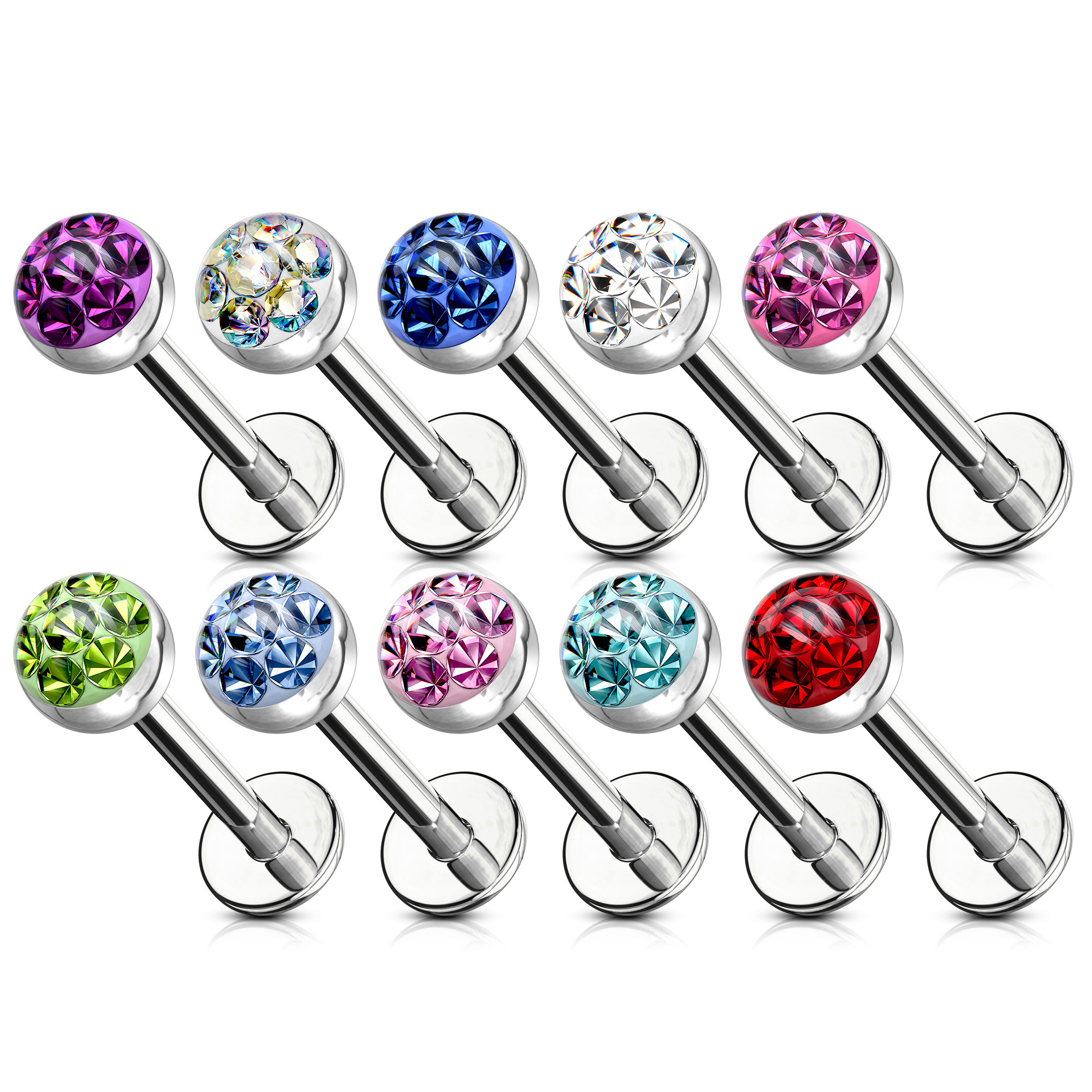 Labret con perla di cristallo