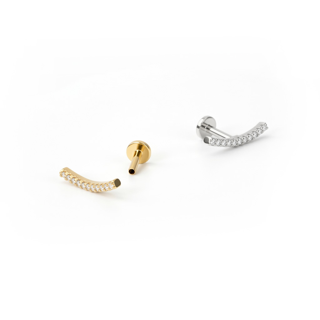 Labret con filettatura interna e arco tempestato di pietre
