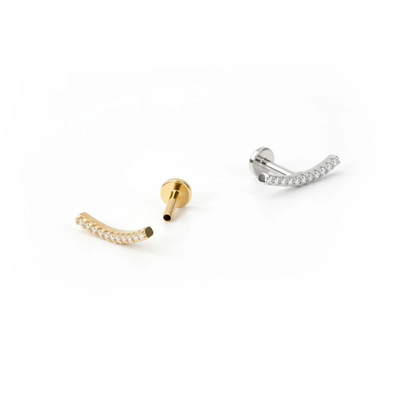 Labret con filettatura interna e arco tempestato di pietre