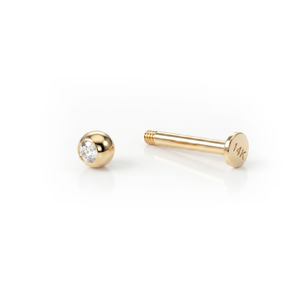Labret in oro 14K con pietra