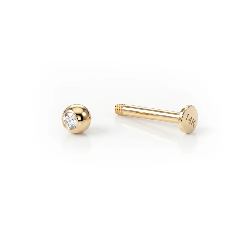 Labret in oro 14K con pietra