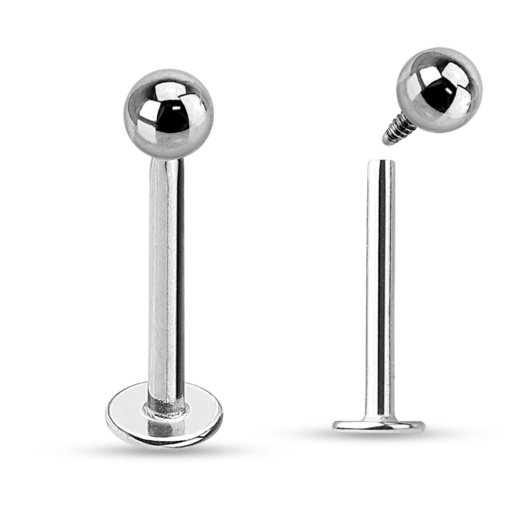 Labret in titanio con filettatura interna