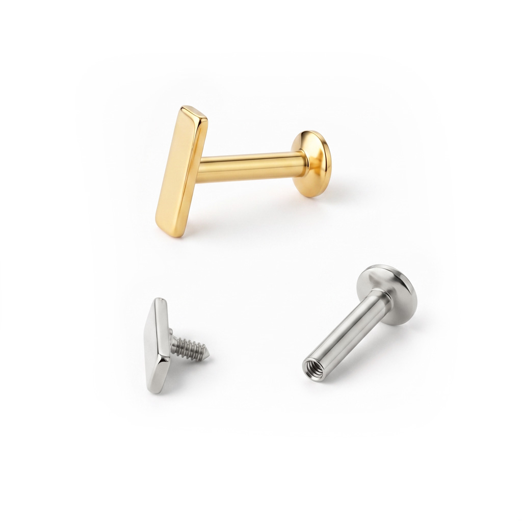 Labret con filettatura interna e top rettangolare