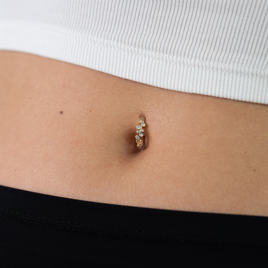 Clicker per ombelico con pietre a bolle