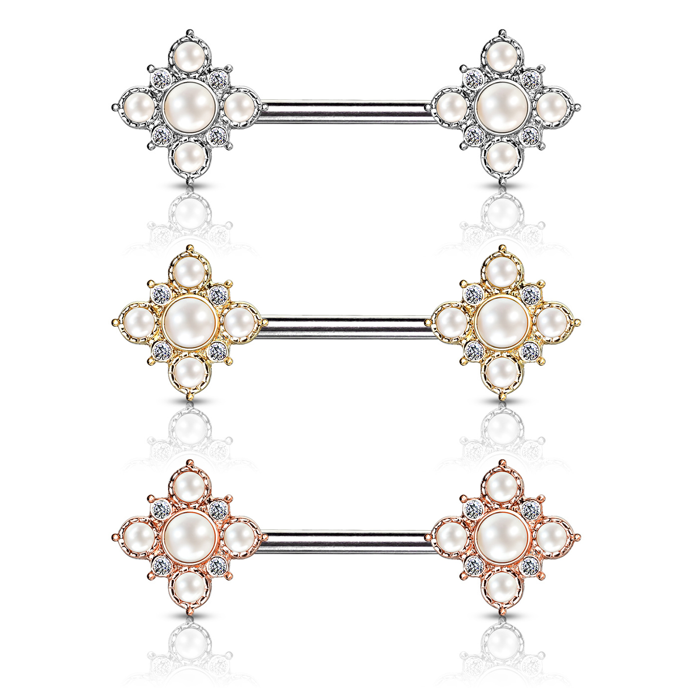 Piercing al petto con pietra a forma di fiore