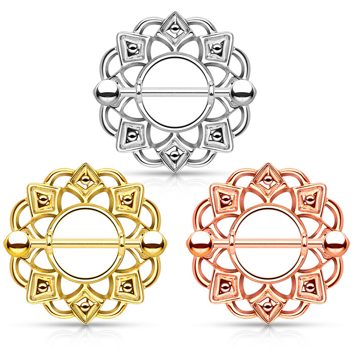 Scudo al capezzolo con punte e archi