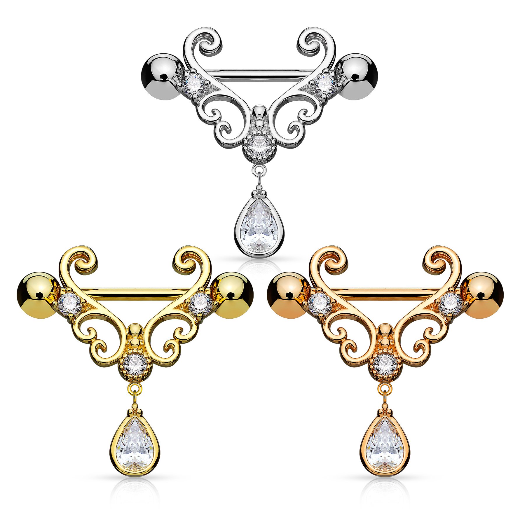 Scudo per capezzolo a forma di cuore con gemma