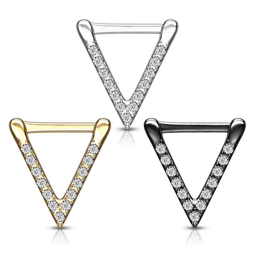 Septum clicker a forma di triangolo tempestato di pietre