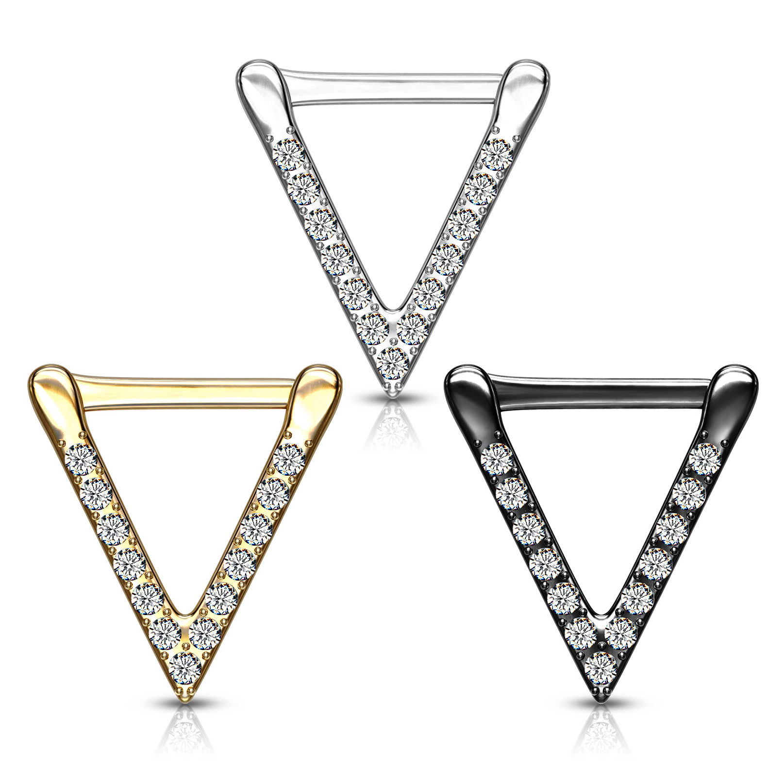 Septum clicker a forma di triangolo tempestato di pietre