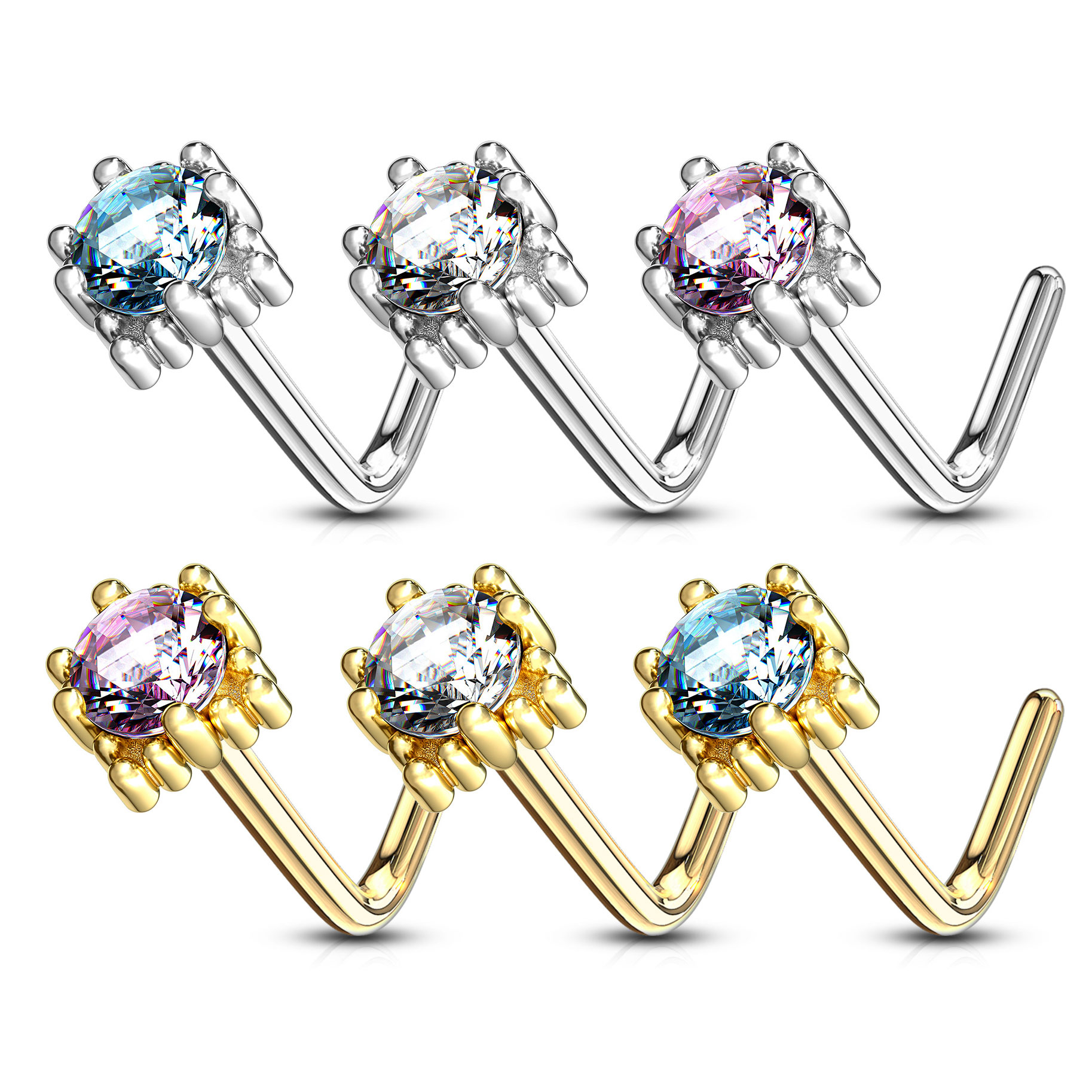 Piercing al naso in oro 14 carati con pietra