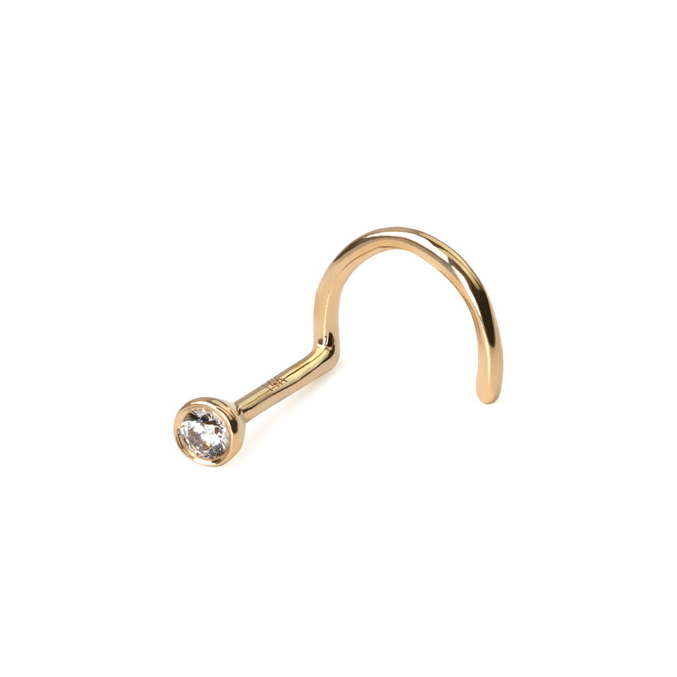 Piercing a uncino in oro 14 carati con pietra incastonata
