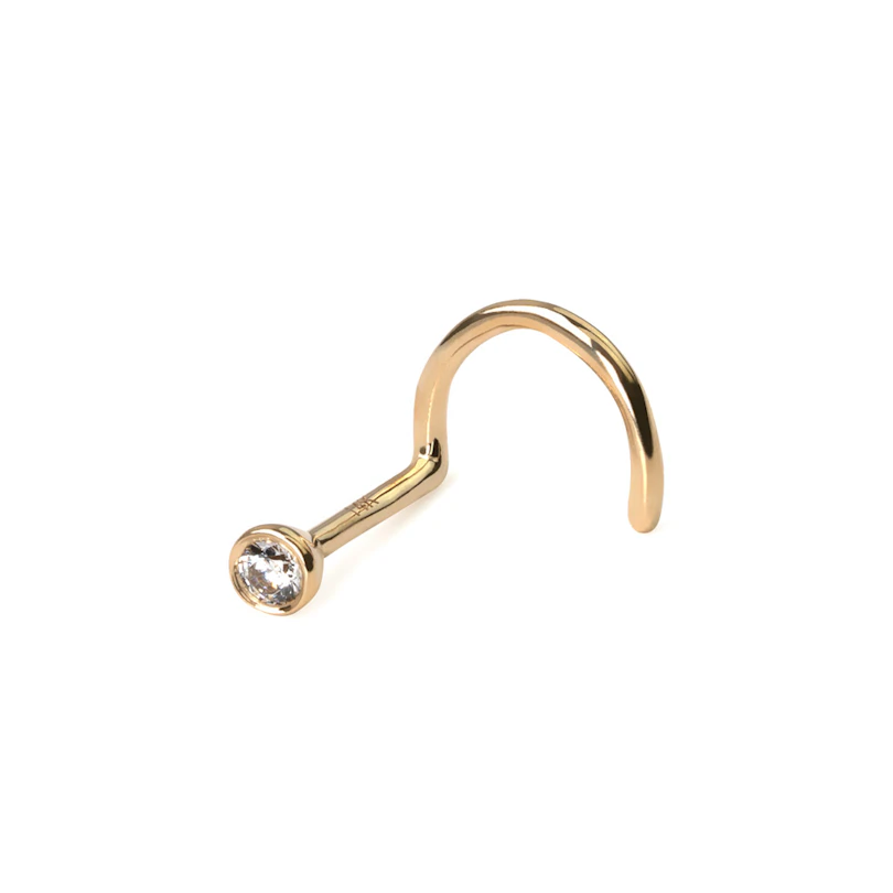Piercing a uncino in oro 14 carati con pietra incastonata