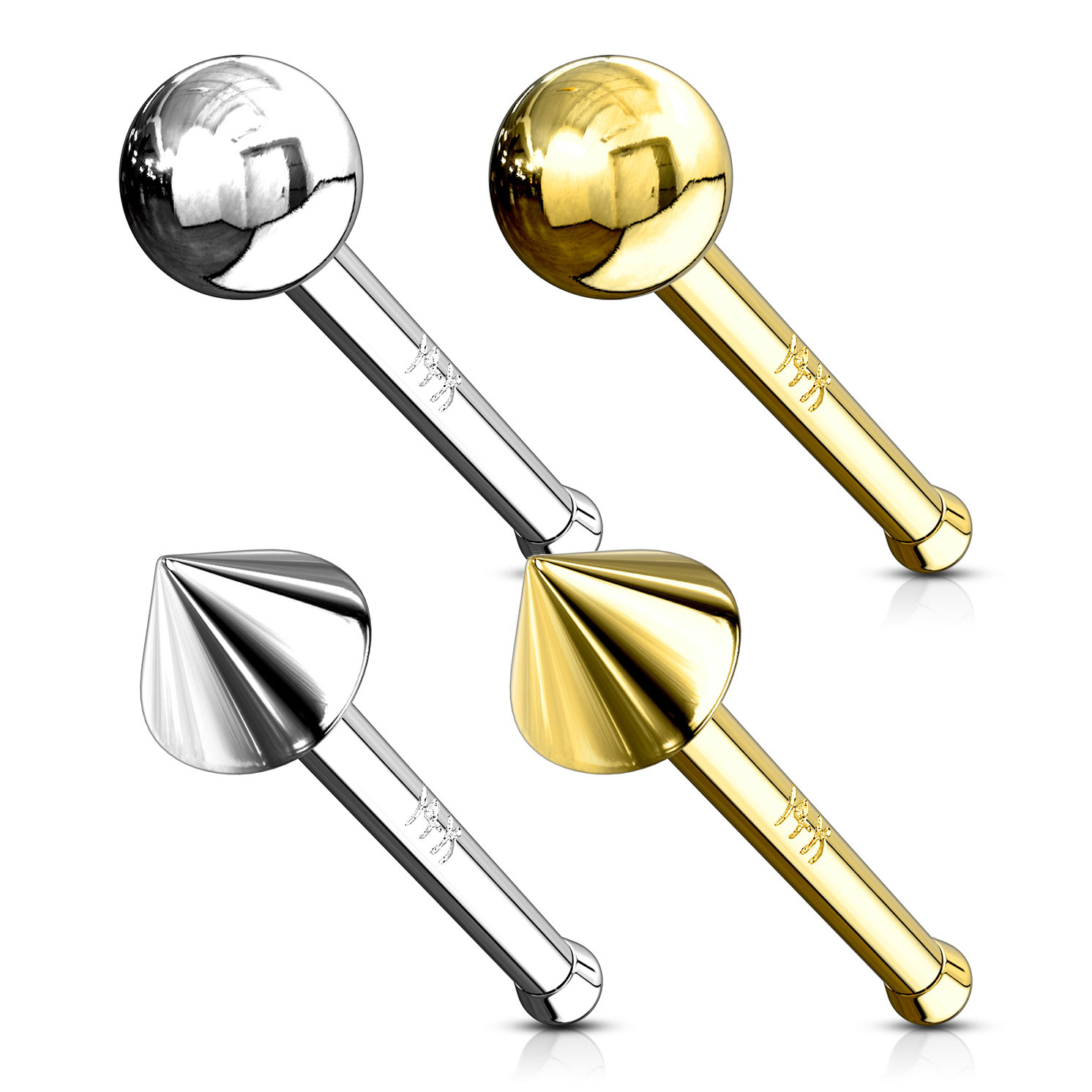 Barra da naso in oro 14 carati con sfera oppure punta