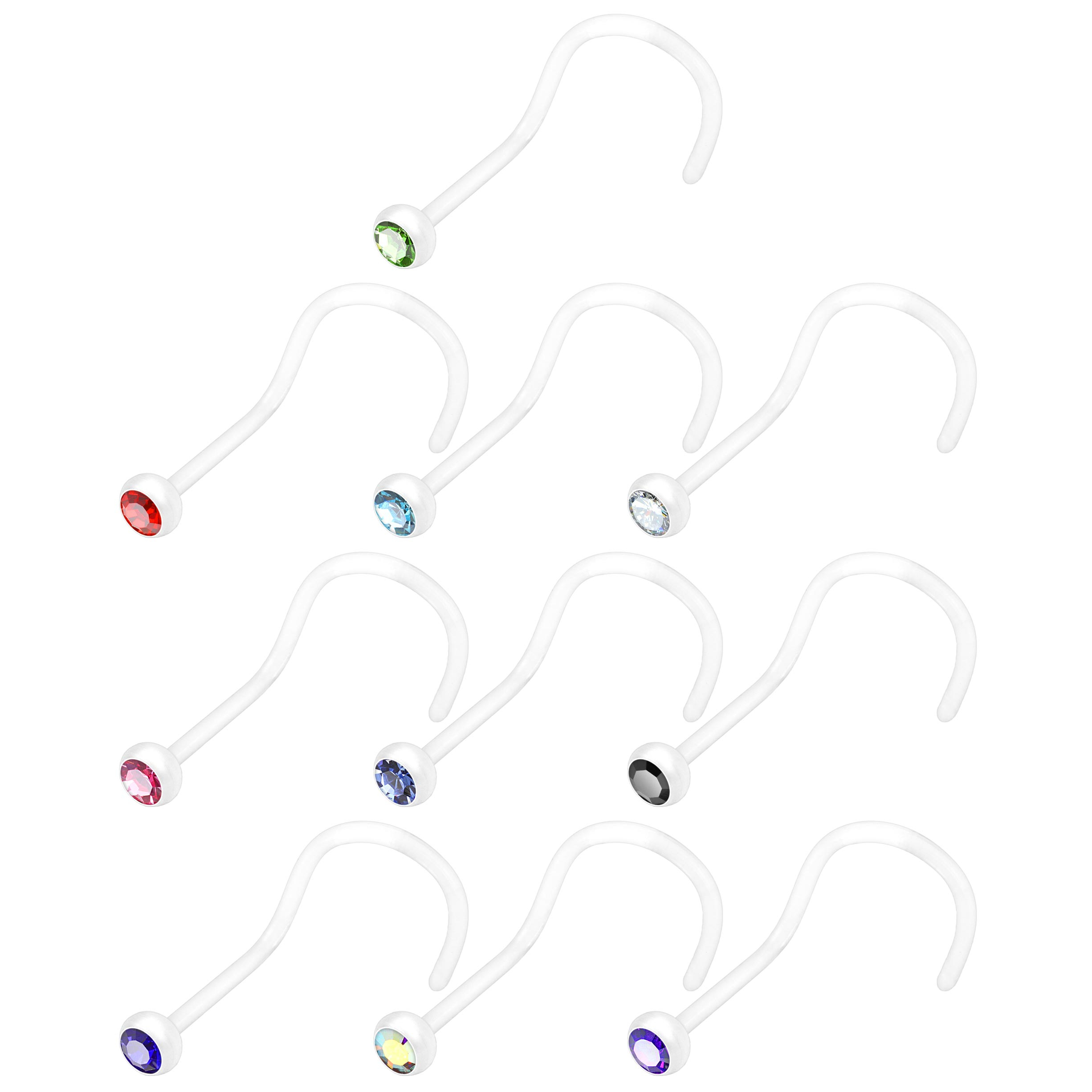Vite da naso in ptfe con pietra di vari colori