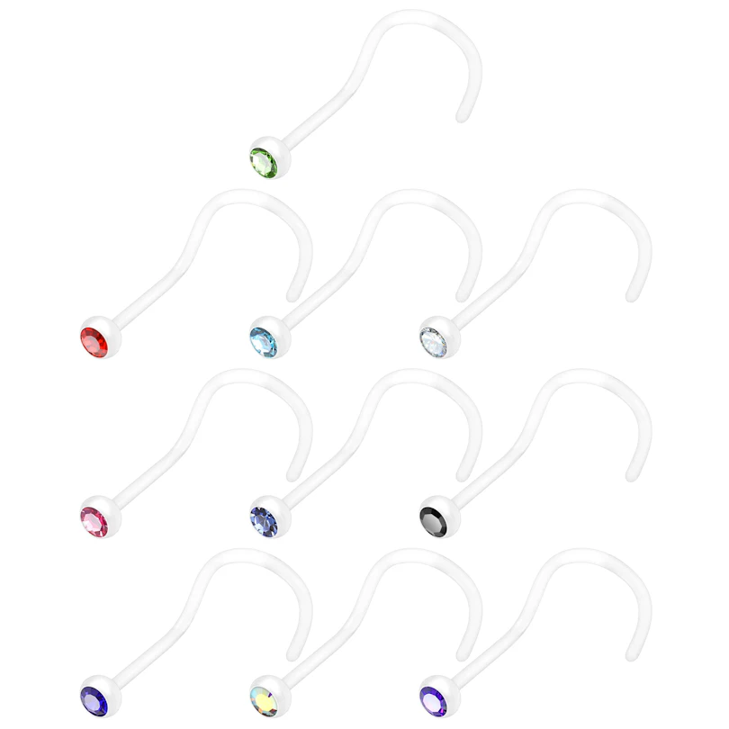 Vite da naso in ptfe con pietra di vari colori