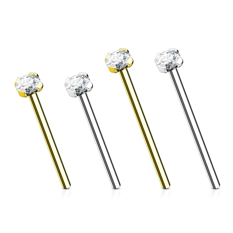 Piercing al naso fishtail in oro 14K con pietra