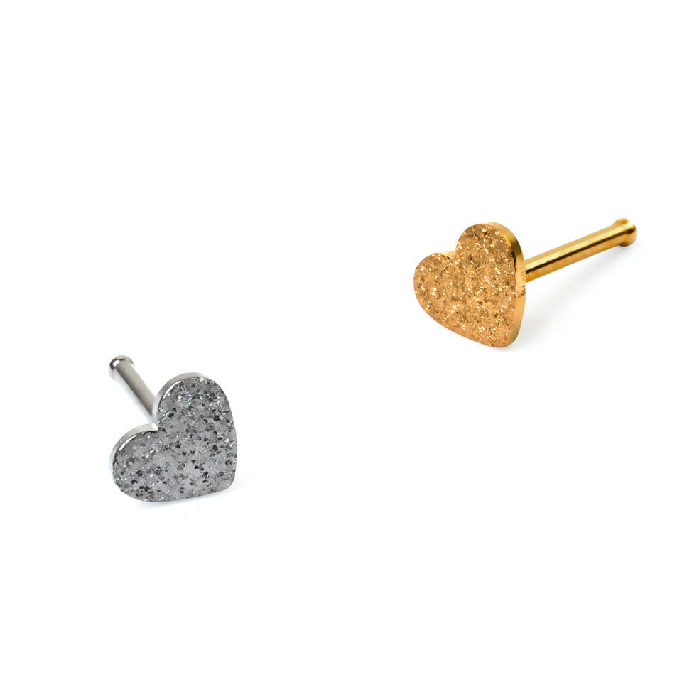 Asta da naso con cuore a effetto diamante