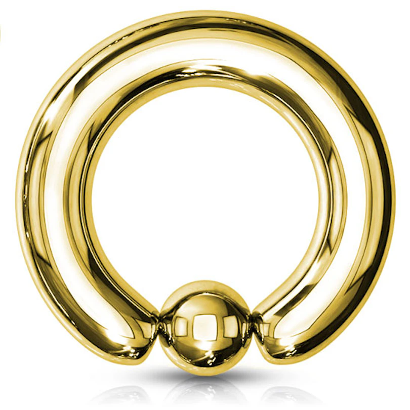 Cerchio con sfera grande placcato in oro