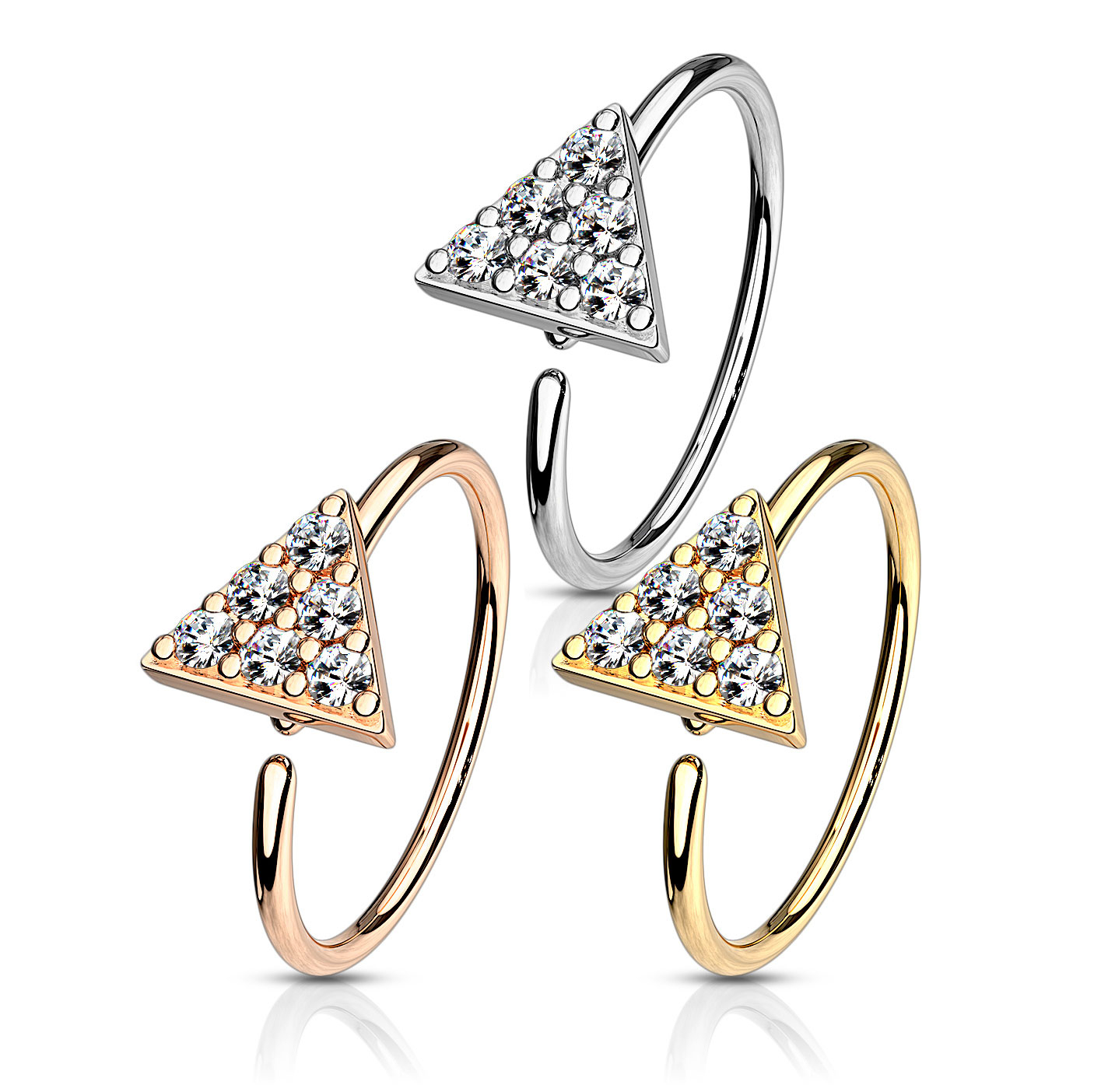 Anello con triangolo tempestato di pietre