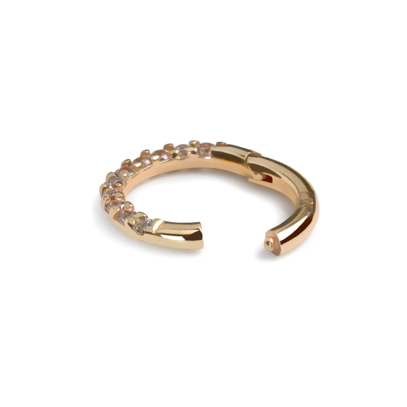 Cerchio clicker in oro 14K con fila di pietre