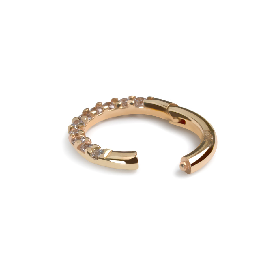 Cerchio clicker in oro 14K con fila di pietre