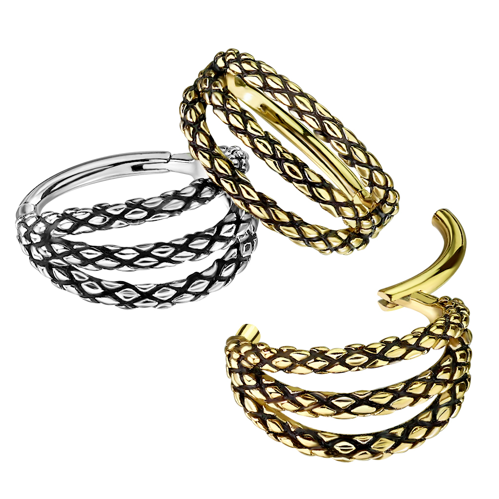 Cerchio con cerniera a triplo giro con design pelle di serpente