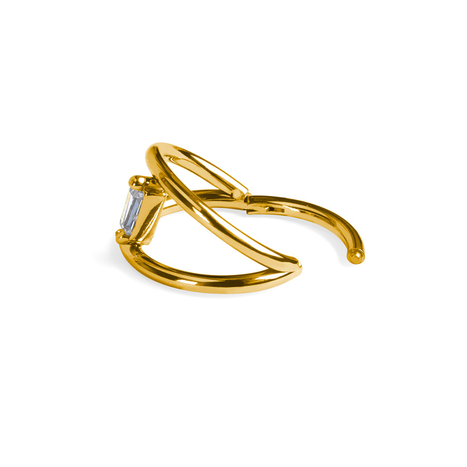 Doppio cerchio in titanio con pietra interconnessa