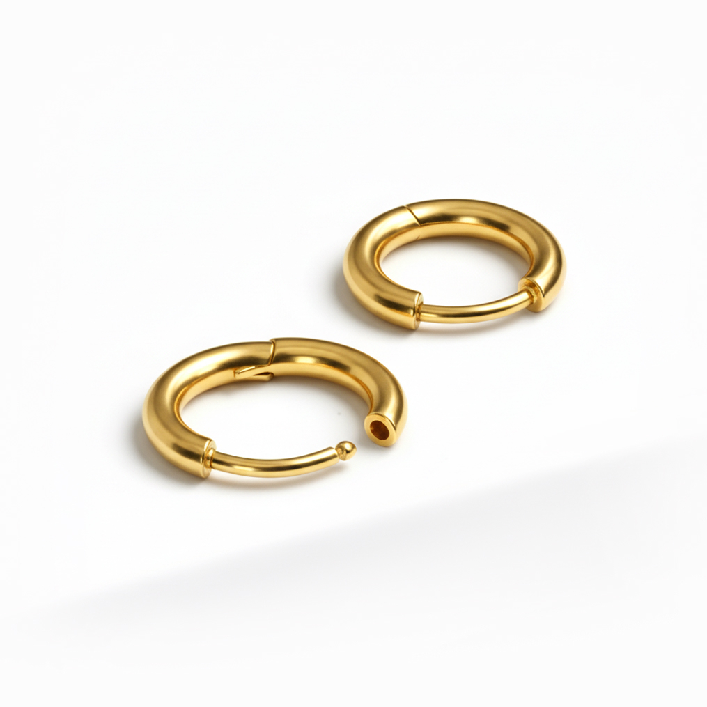 Paio di cerchi huggie in titanio