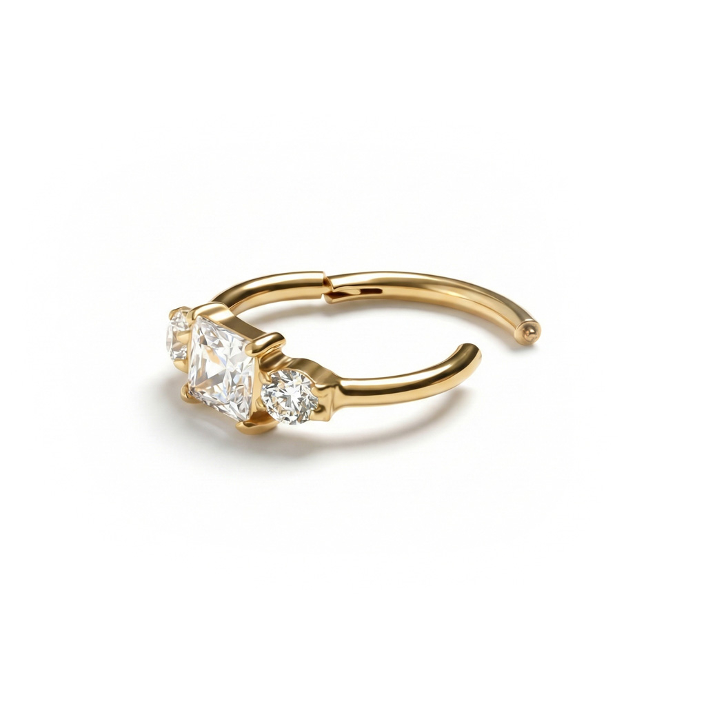 Cerchio in titanio con cerniera e tre zirconi