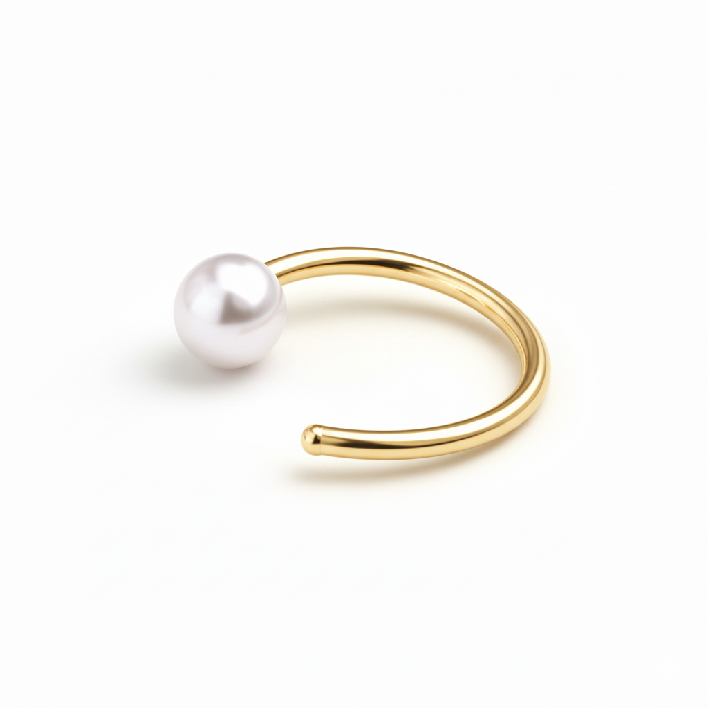 Cerchio aperto in titanio con perla