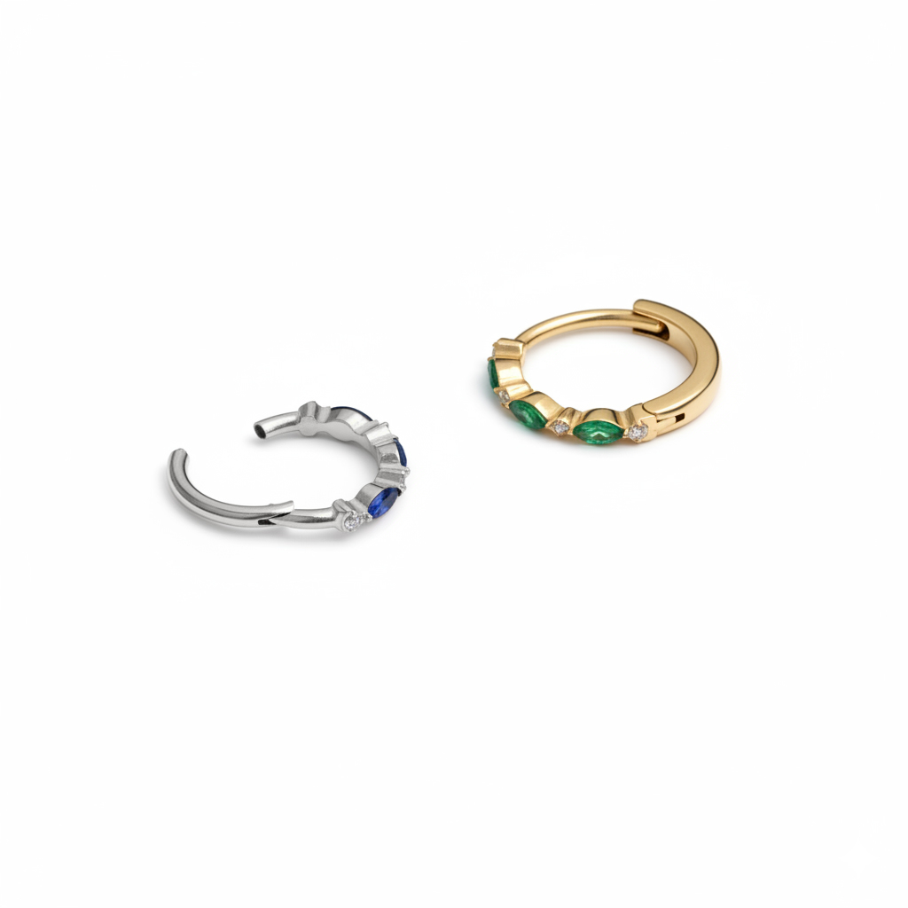 Cerchio in titanio con pietre colorate