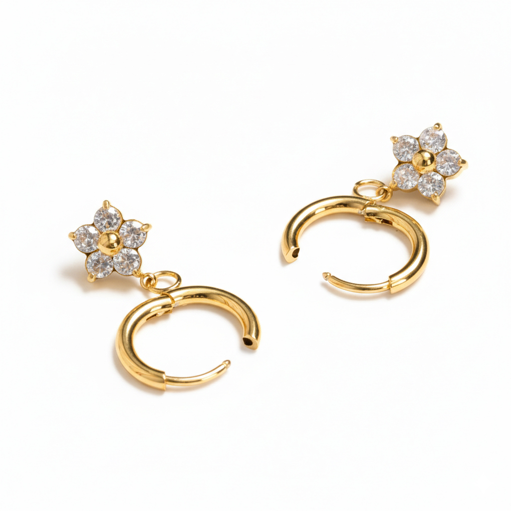 Paio di cerchi con pendente a fiore