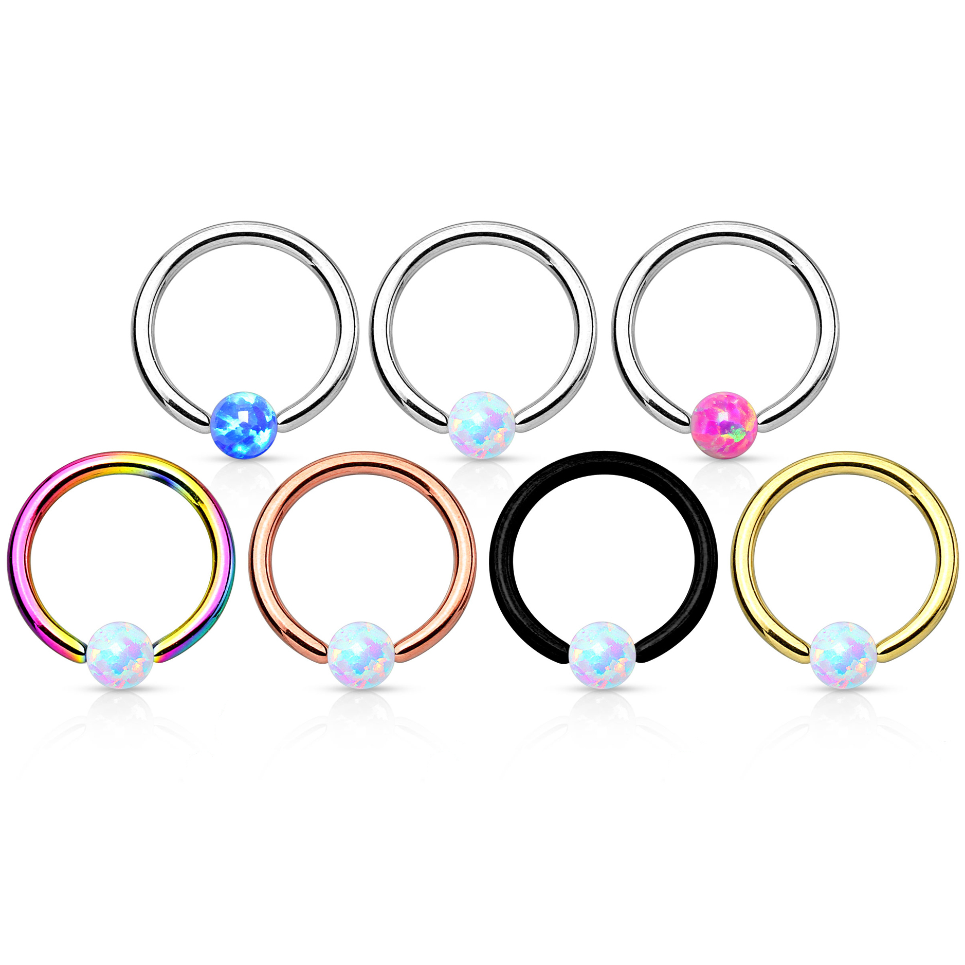 Cerchio con sfera con pietra opale