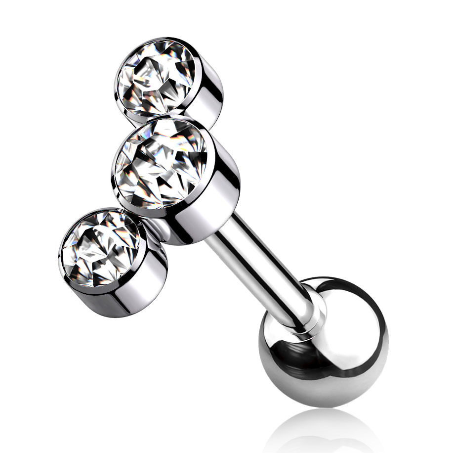 Barra in titanio con filettatura interna e 3 pietre