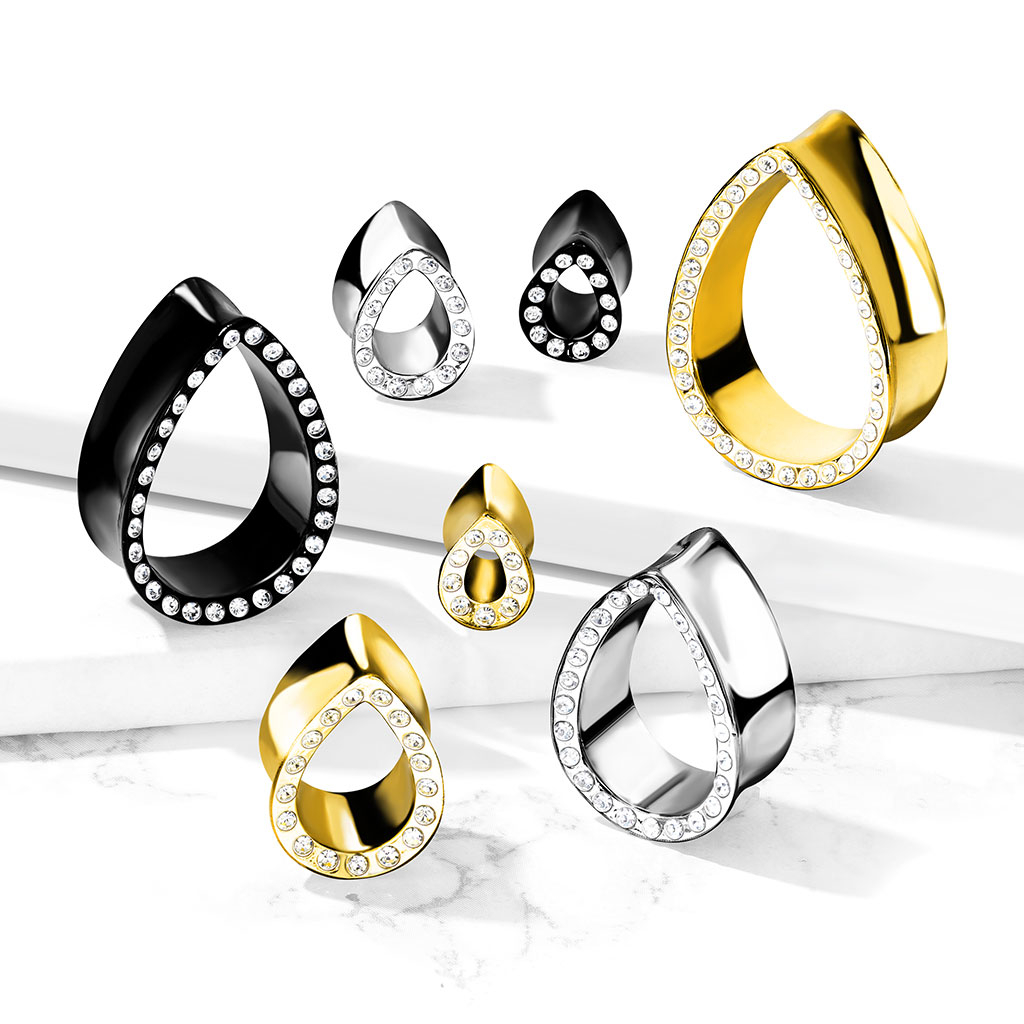 Tunnel a forma di goccia con bordo tempestato di pietre