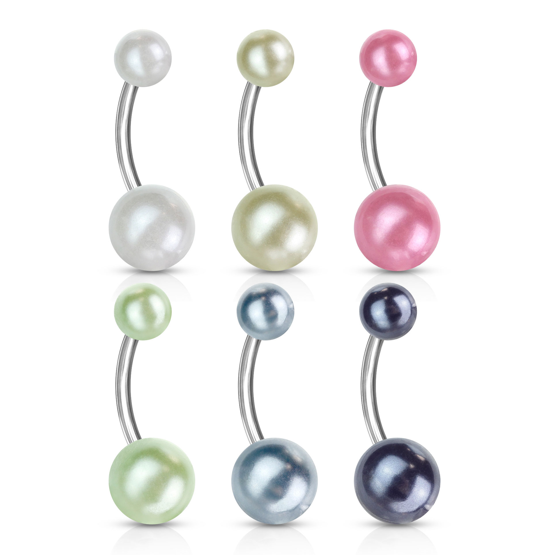 OUFER Piercing Per Ombelico In Titanio - Doppia Gemma Con Zirconia, Lunghezze 6-16mm - Foto 6